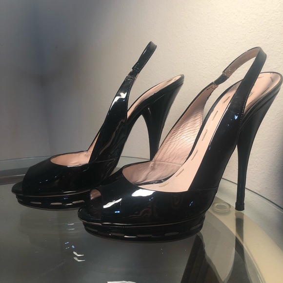Miu Miu SZ 38 Stunning Heels Black Slingback - Picture 2 of 8